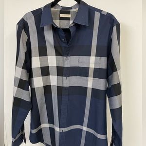 🖤💙 Blue Burberry Brit Mens Button Down Shirt- SZ Large